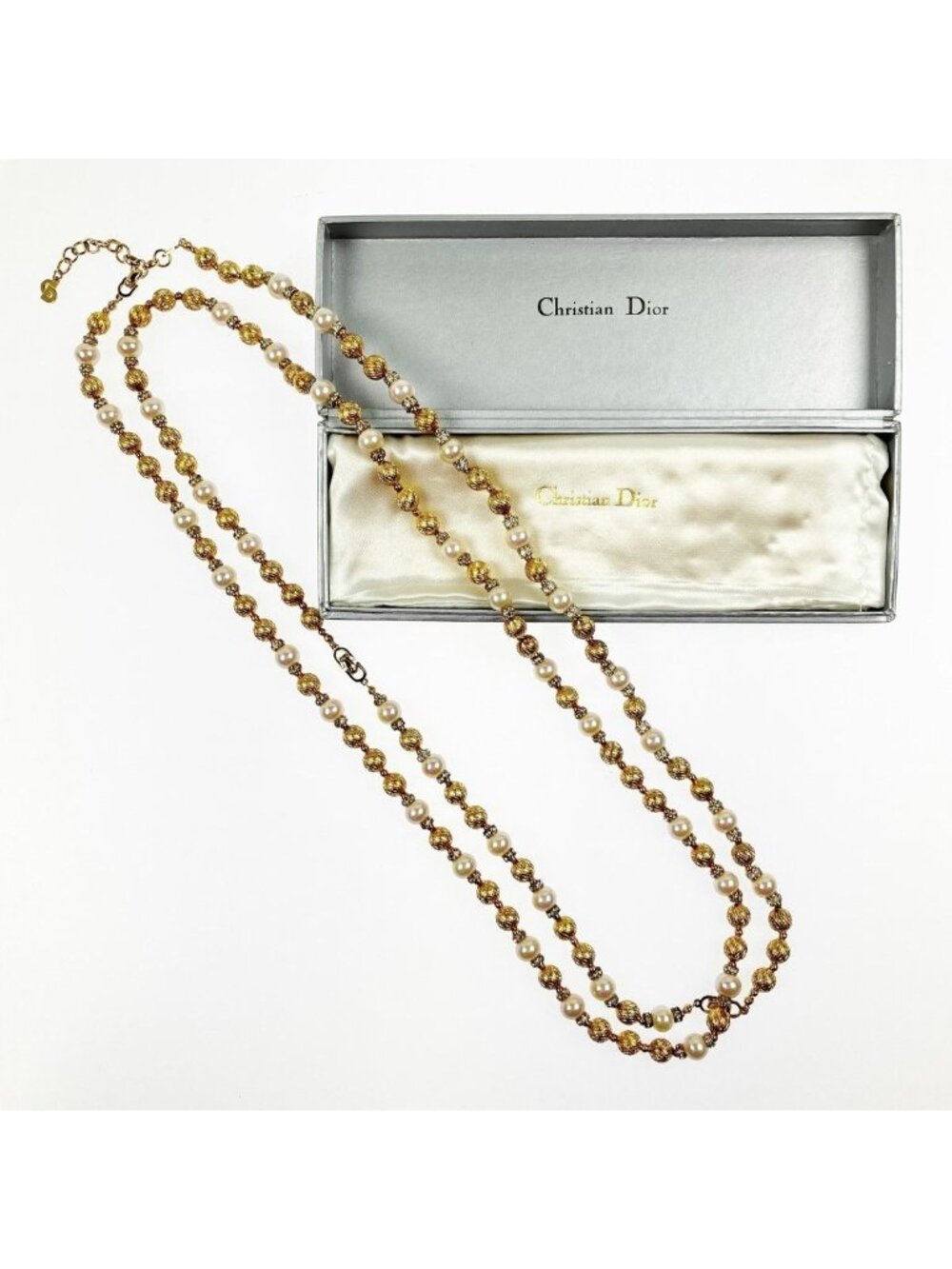 Christian Dior Faux Pearl Long Necklace 90 cm 42 - Picture 2 of 9